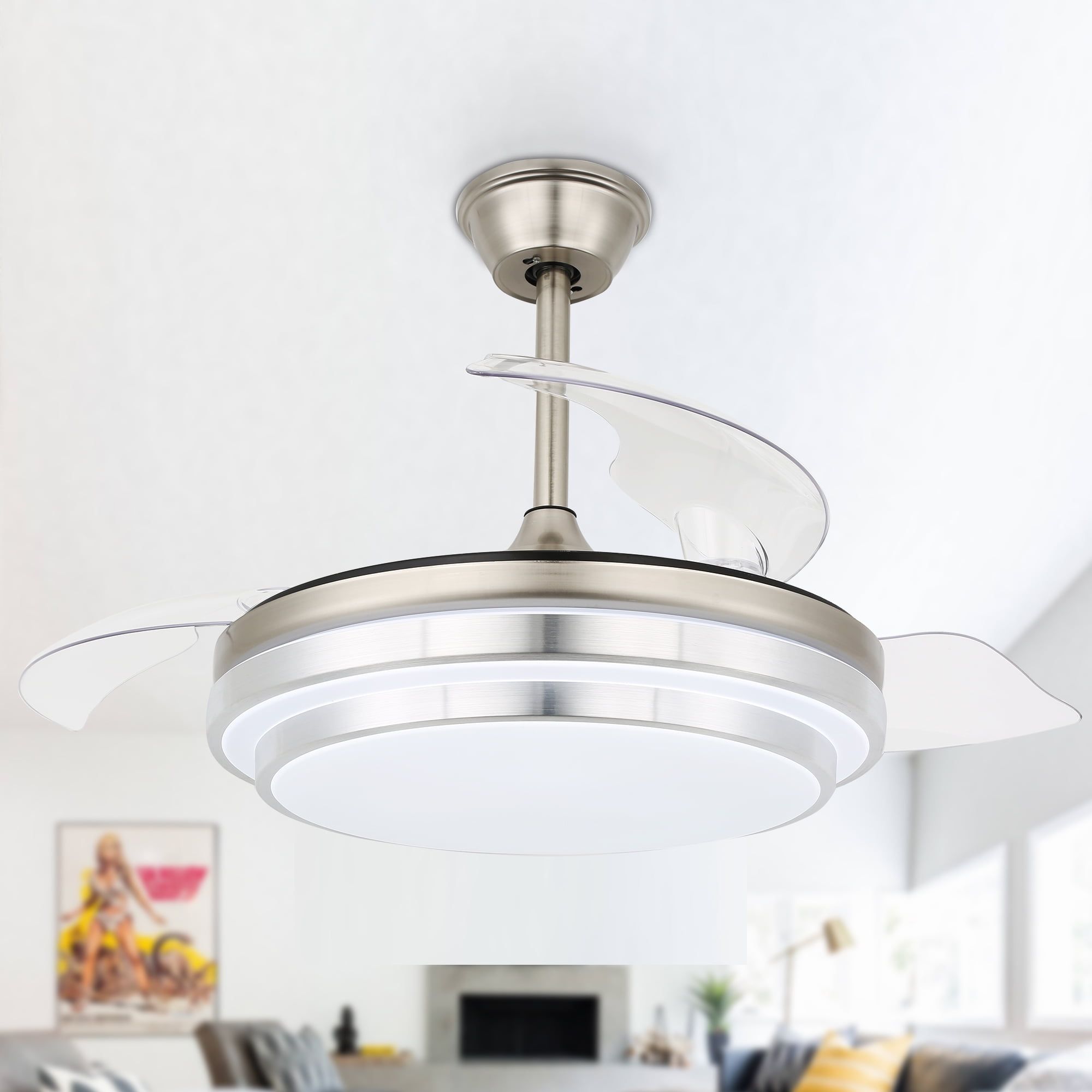 Reversible Ceiling Fan With Retractable Blades, Remote Control And Led Light For Foyer, Living ... for Beyond Cooling Understanding the Features and Benefits of 41.73 Modern Ceiling Fans