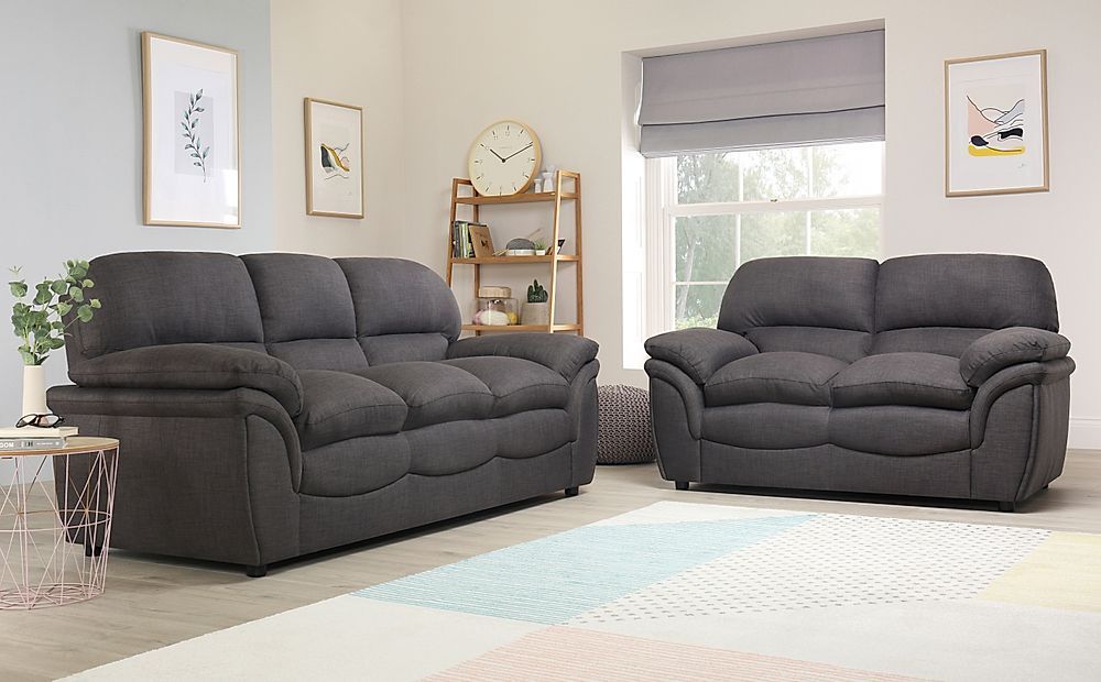 Rochester Slate Grey Fabric 3+2 Seater Sofa Set | Furniture And Choice pertaining to Grey Matters Choosing the Perfect Sofa for Your Living Space