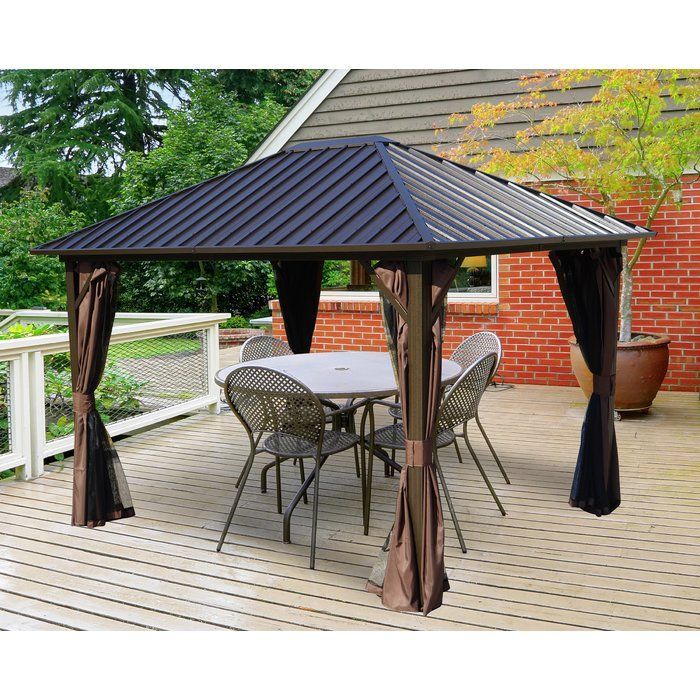 Rosana Hardtop 12 Ft. W X 10 Ft. D Aluminum Patio Gazebo | Gazebo ... in 12 Ft. W X 10 Ft. D Aluminum Patio Hardtop Gazebo