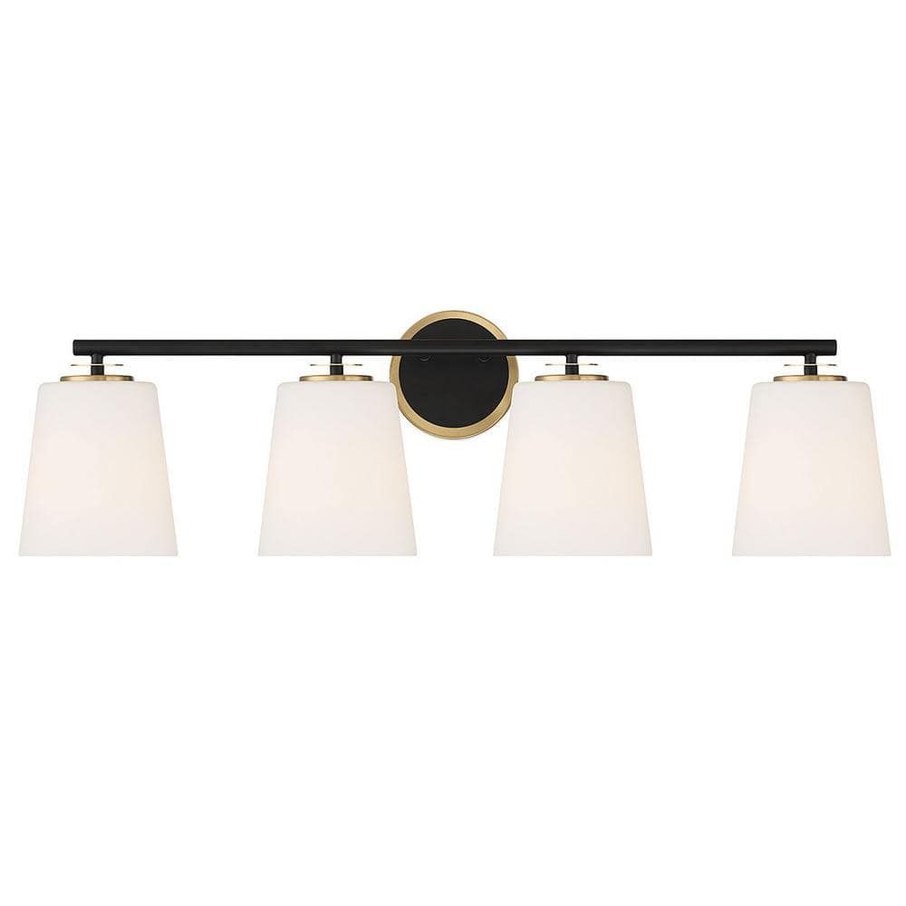 Savoy House Meridian 33 In. 4-Light Matte Black/Natural Brass Vanity ... with Illuminating Your Space: A Guide to the Longleaf's Four-Light Design