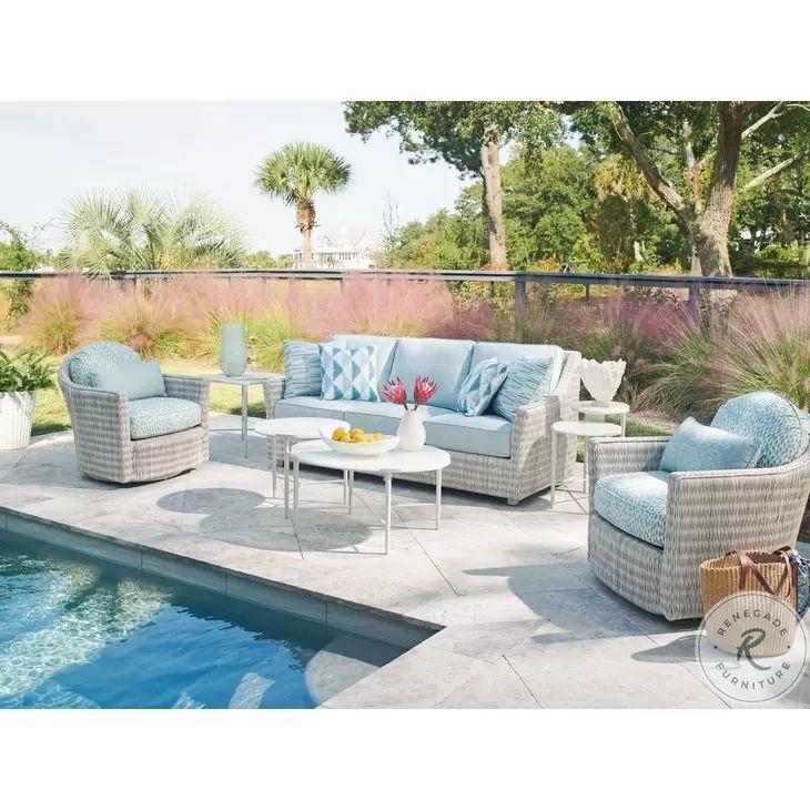 Seabrook Soft Oyster White Outdoor Bunching Occasional Table Set From ... with Seabrook Bunching Cocktail Table