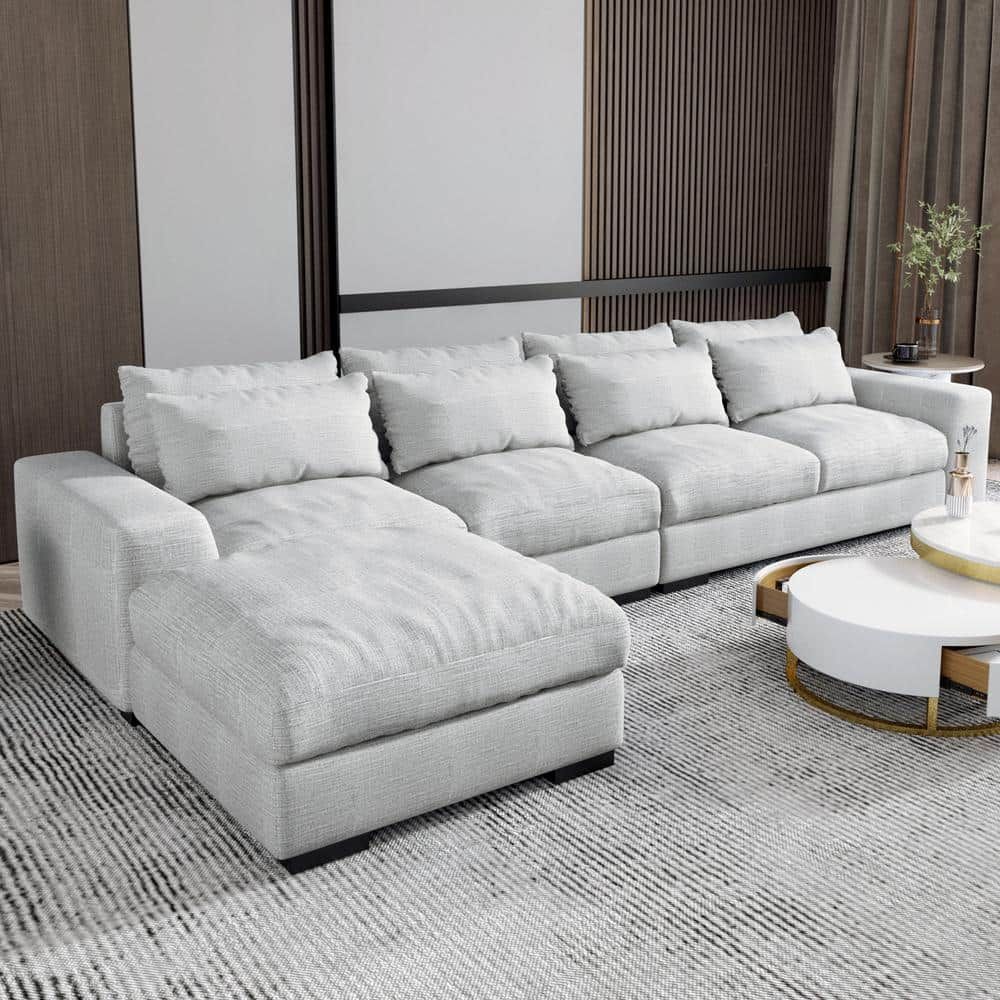 Sectional Sofa Light Grey | Cabinets Matttroy with regard to Light Grey Modular Sectional Sofa With Cushioned Back And Ottoman Chaise
