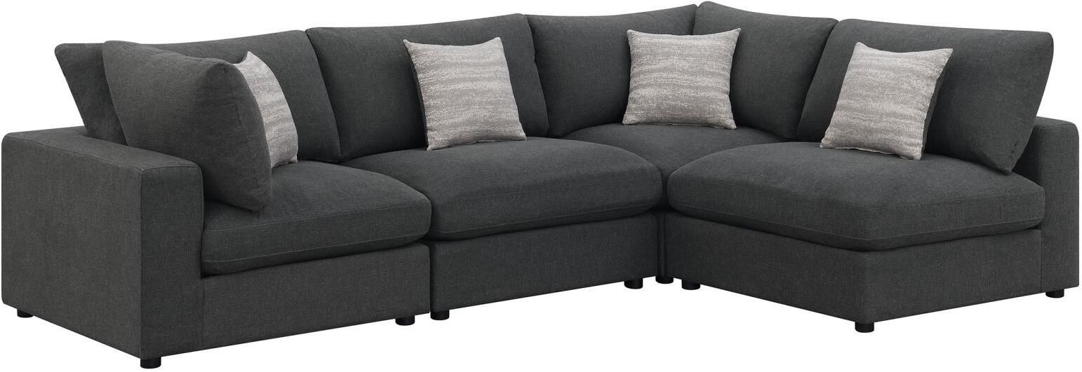 Serene 4 Piece Upholstered Modular Sectional Charcoal By Coaster ... throughout Comprise 4-Piece Sofa, Charcoal