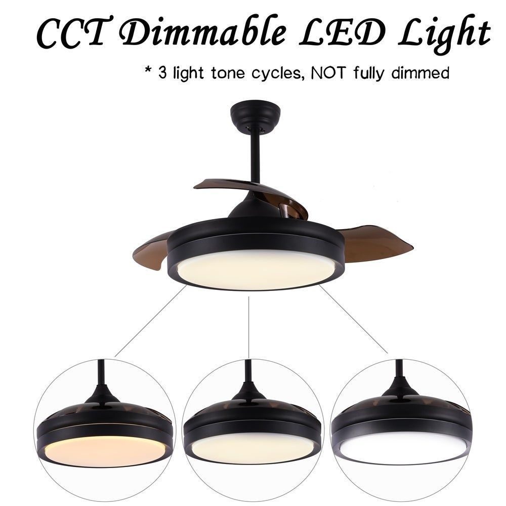 Shop 36" Dimmable Retractable Ceiling Fan With Led Light & Remote - 36 ... pertaining to Illuminating Spaces: A Guide to Integrated Lighting in Retractable Ceiling Fans