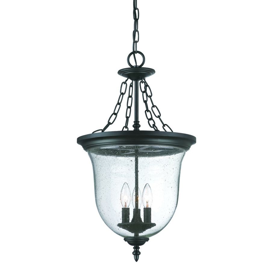 Shop Acclaim Lighting Builders Choice Matte Black Traditional Seeded ... in Unison Collection 1-Light Matte Black Etched Seeded Glass Hanging Lantern