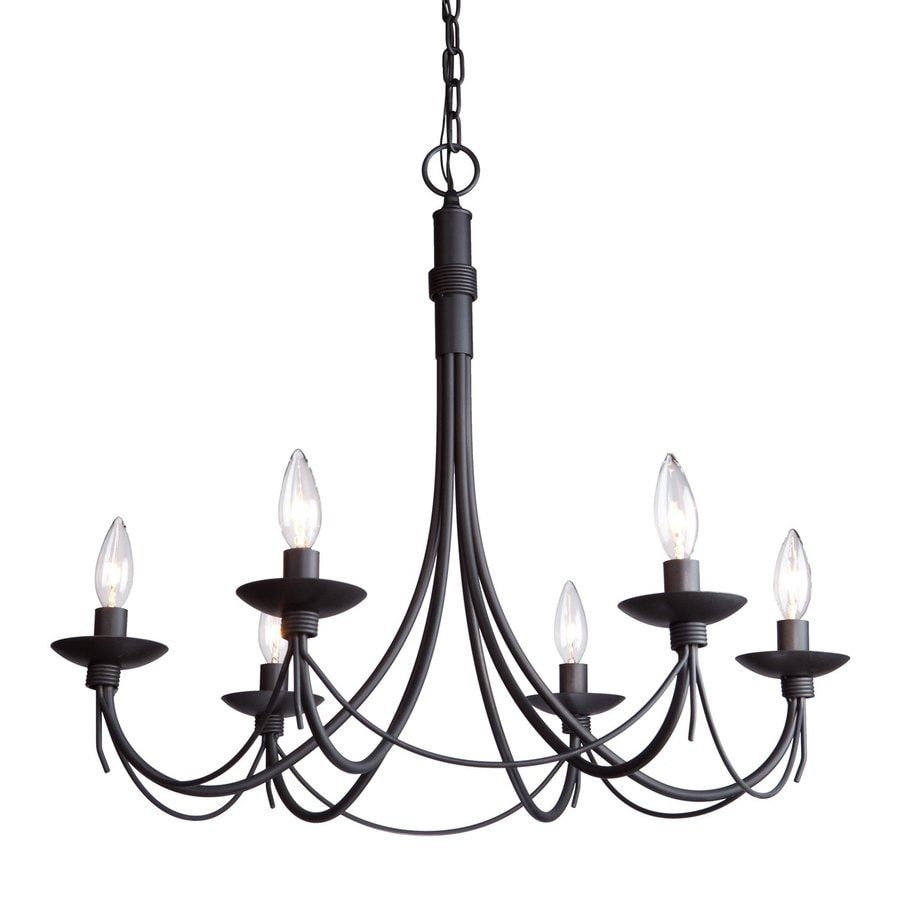 Shop Artcraft Lighting Wrought Iron 6-Light Ebony Black Transitional ... with Swansea 4-Light 36" Matte Black Transitional Outdoor Chandelier, Glass Shades