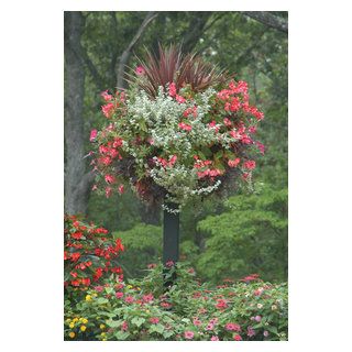Side-Planted Baskets On Border Columns - Transitional - Landscape ... throughout Border Column With Metal Post For Use With Pamela Crawford Baskets