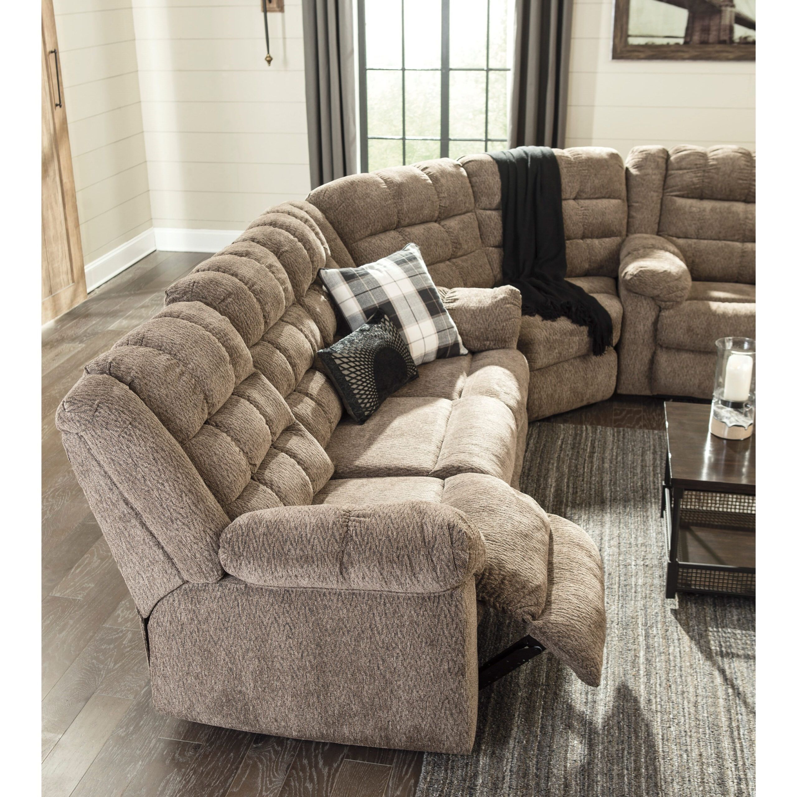 Signature Design By Ashley Workhorse 3-Piece Sectional With Wedge ... inside 3 Piece Fabric Sectional Sofa With Ottoman In Mocha