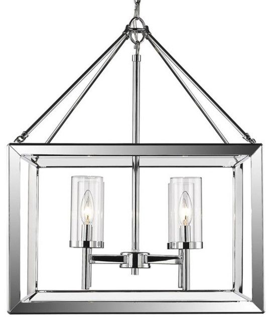 Smyth 4 Light Chandelier In Chrome With Clear Glass, 4 Lights ... within Smyth 4-Light Chandelier, Natural White With Clear Glass