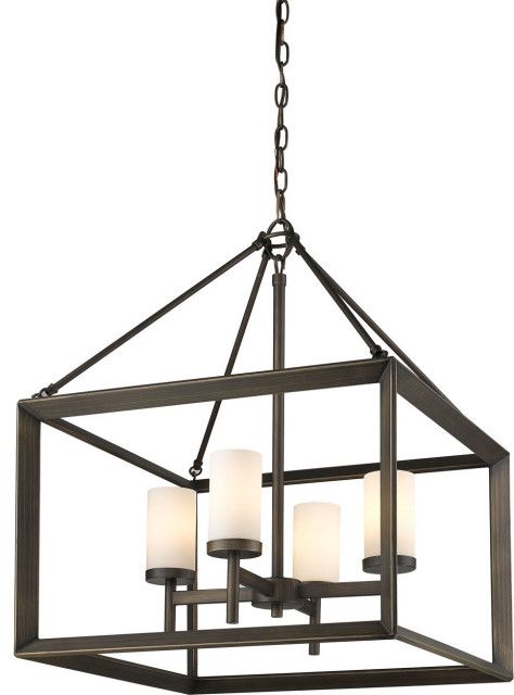 Smyth Chandelier - Transitional - Chandeliers - By Golden Lighting | Houzz pertaining to Smyth 4-Light Chandelier, Natural White With Clear Glass