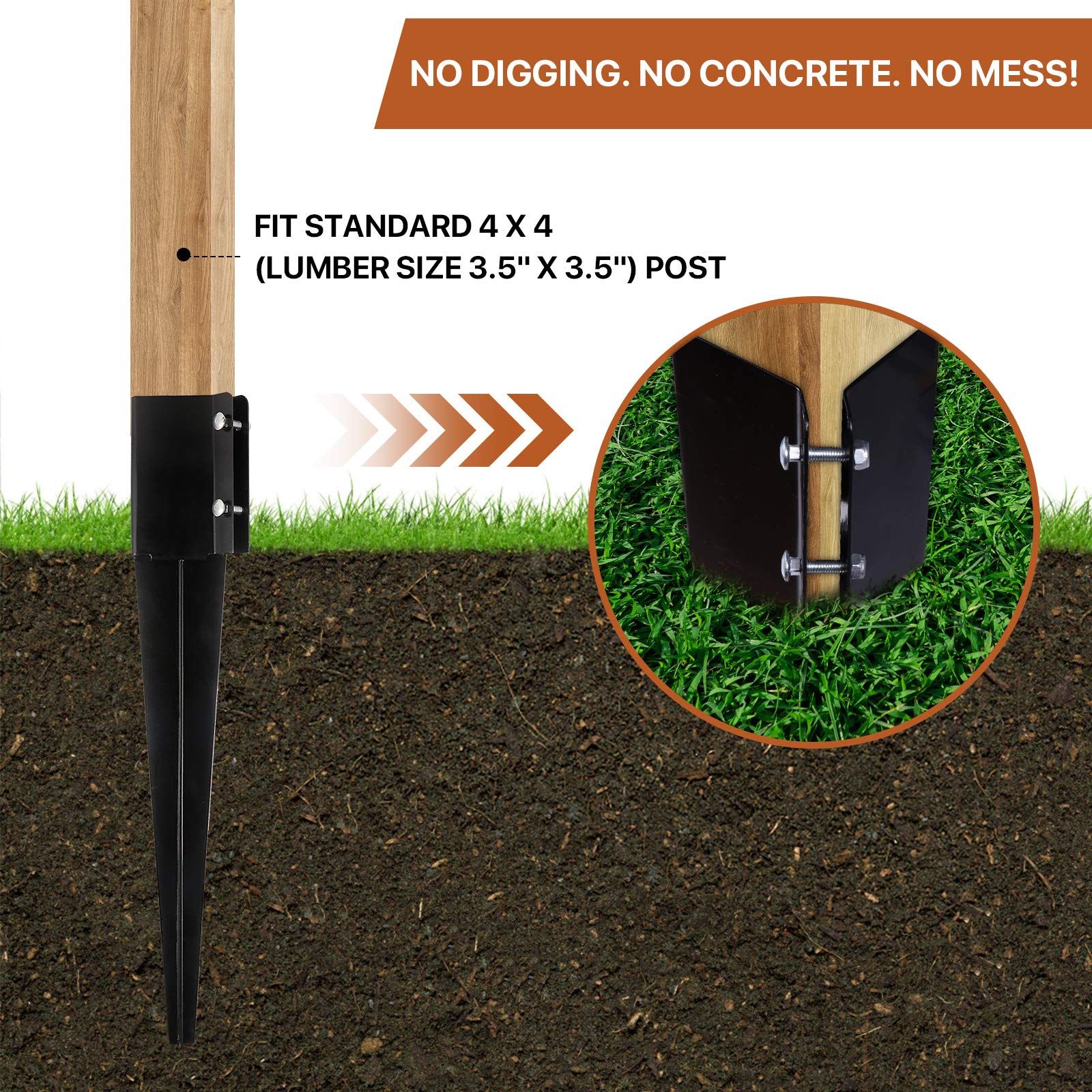 Snapklik.com : 6 Pcs Fence Post Anchor Ground Spike 4X4 Metal Post ... regarding Unlocking the Strength of Your Outdoor Structures A Guide to 18" Steel Ground Spikes