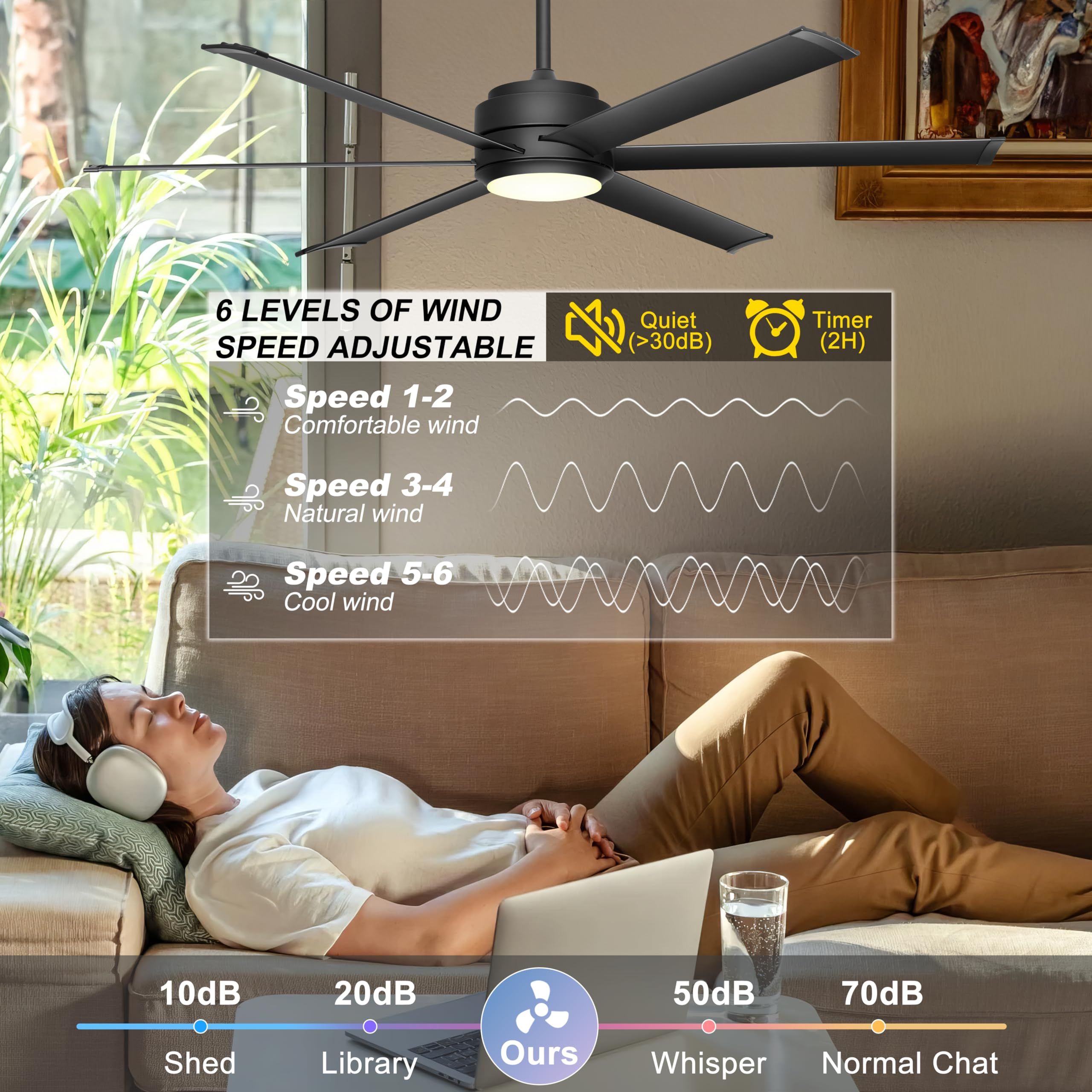 Snapklik.com : Ohniyou Ceiling Fan inside 52 In Black Crystal Smart Ceiling Fan With Remote, App Control, Voice Control