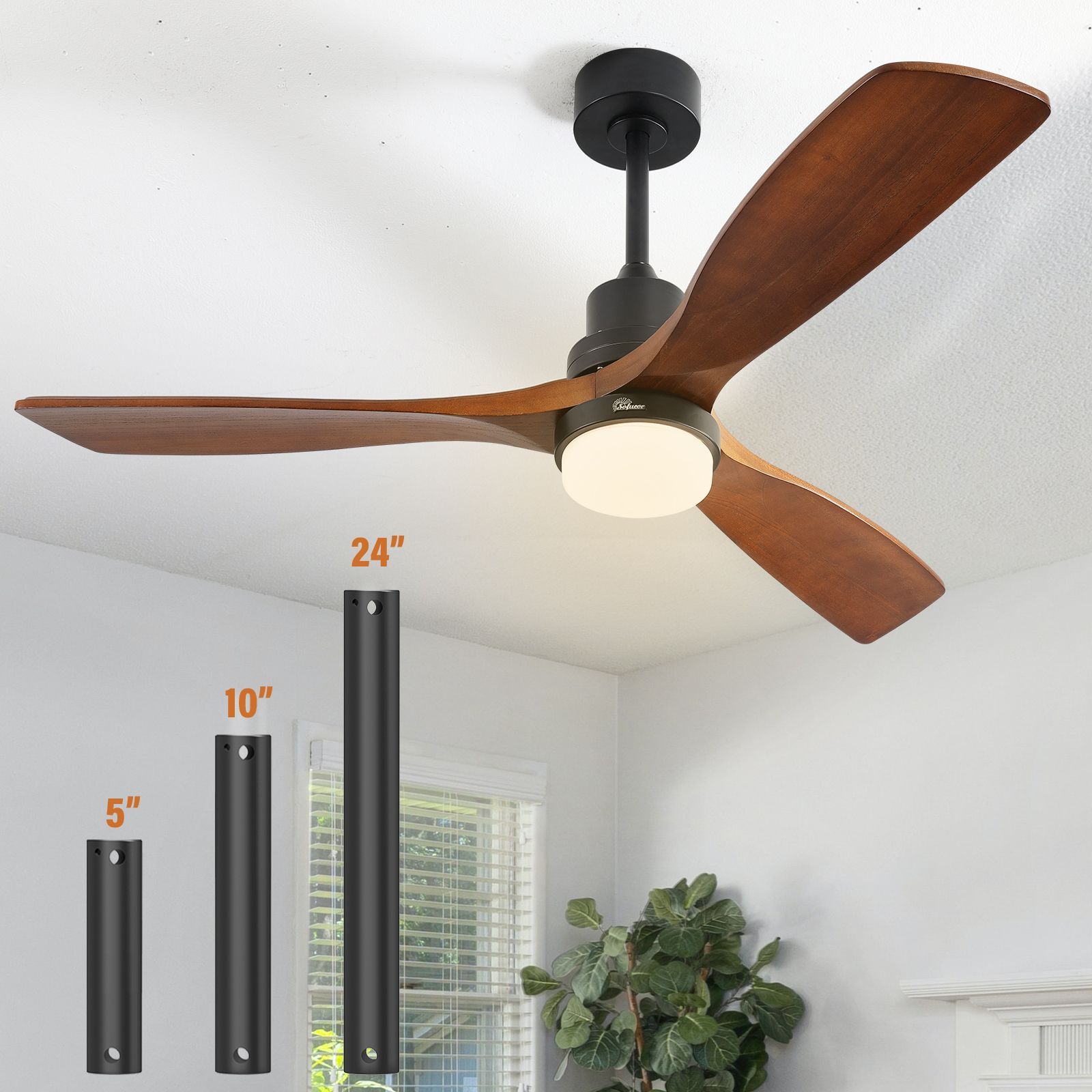 Sofucor 52" Modern Ceiling Fan With Light And Remote Control, 3 Wood ... inside Willacy 3-Blade 52" Dc Motor Contemporary Ceiling Fan, Black