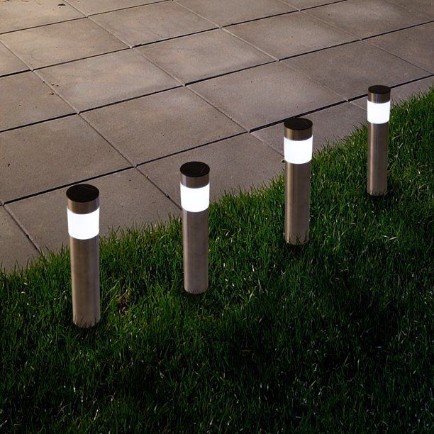 Solar Outdoor Led Light, Battery Operated Stainless Steel Path Walkway ... with regard to Stainless Steel Outdoor Solar Pathway Light, Set Of 4