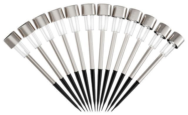 Solar Path Lights- 12.2" Stake Lighting Set Of 12 By Pure Garden ... intended for Solar Path Lights- 12.2" Stake Lighting Set Of 12 By Pure Garden, Bronze