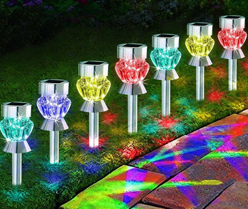 Solar Path Lights Outdoor Diamond Shaped Sparkling Color Changing ... with regard to Maximizing Efficiency with Solar Multicolor Lights A Practical Guide