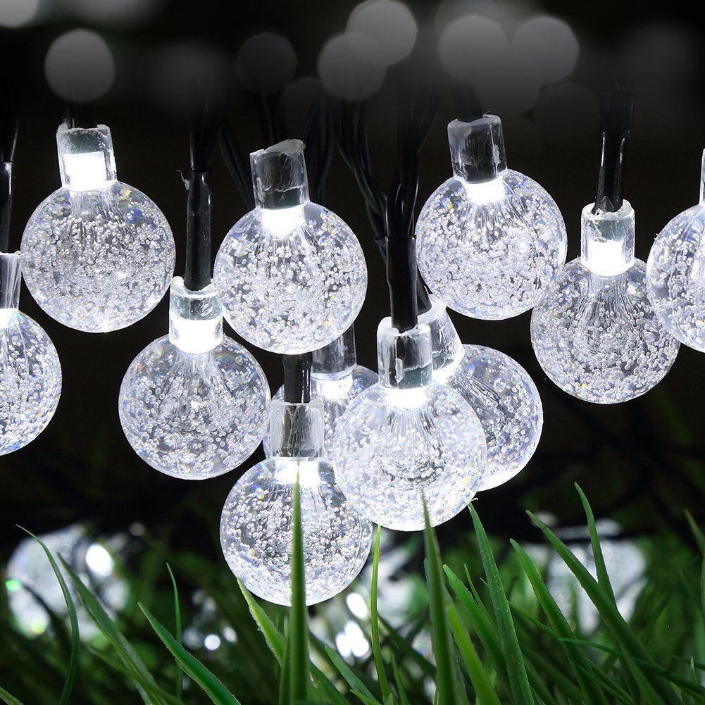 Solar String Lights 20Ft 30 Led White Crystal Ball Waterproof Outdoor ... within From Garden to Balcony Creative Uses for 20 Count Solar String Lights