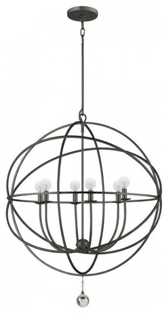Solaris 6 Light Bronze Sphere Chandelier, 28.5'' W X 35.5'' H ... intended for Solaris Outdoor 3 Light Bronze Sphere Chandelier