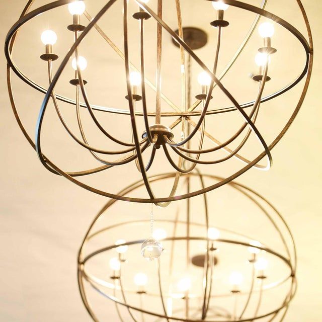 Solaris 9 Light Bronze Sphere Chandelier | Chairish inside Solaris Outdoor 3 Light Bronze Sphere Chandelier