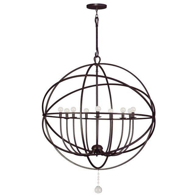 Solaris 9 Light Bronze Sphere Chandelier | Chairish with regard to Solaris Outdoor 3 Light Bronze Sphere Chandelier