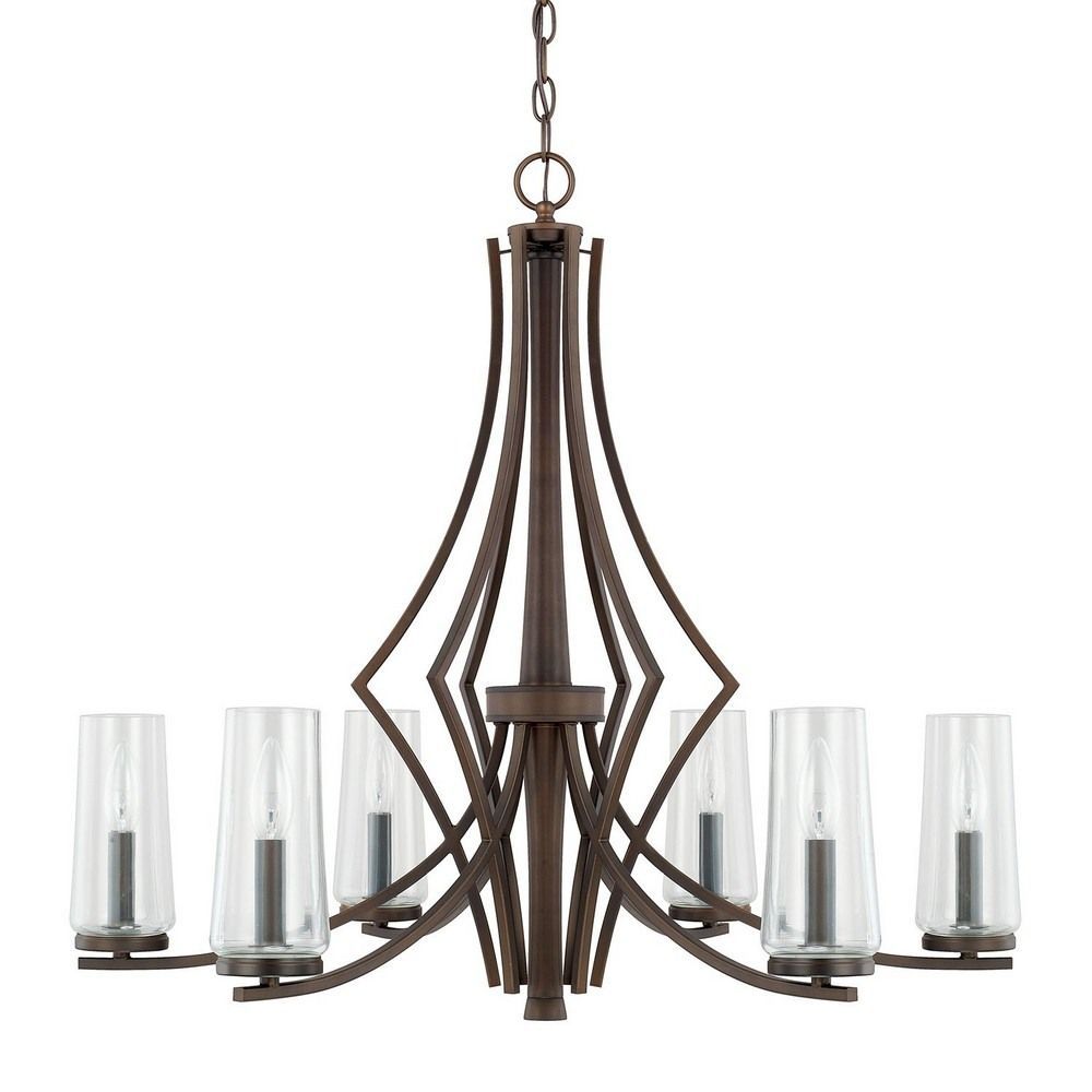 Stella - Six Light Chandelier Burnished Bronze Finish With Clear Glass ... with regard to Outdoor Linear Chandelier 6-Light, Architectural Bronze