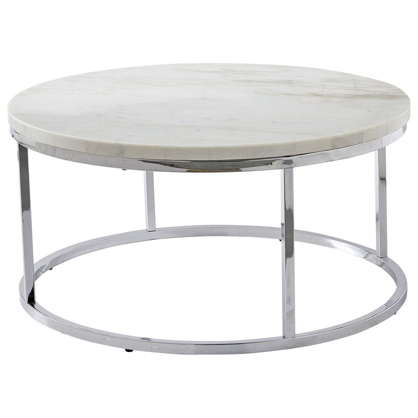 Steve Silver Echo 1367330 Contemporary Round Cocktail Table With White ... for Silver Sands Round Cocktail Table