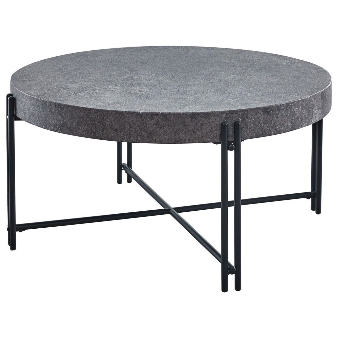 Steve Silver Greta Contemporary Round Cocktail Table With Faux Concrete ... inside Silver Sands Round Cocktail Tables A Look at Different Materials and Finishes
