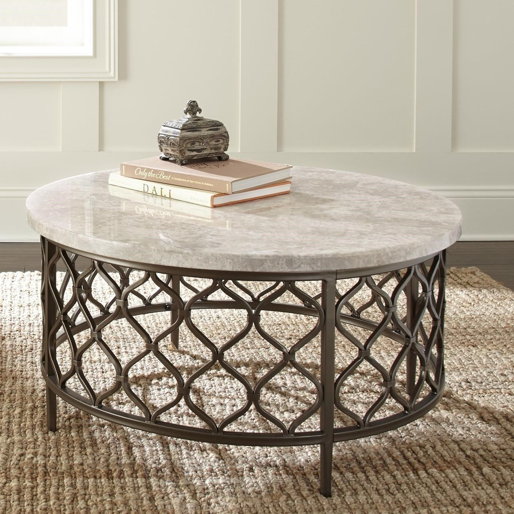 Steve Silver Roland Stone Top Cocktail Table | Darvin Furniture ... with Silver Sands Round Cocktail Table