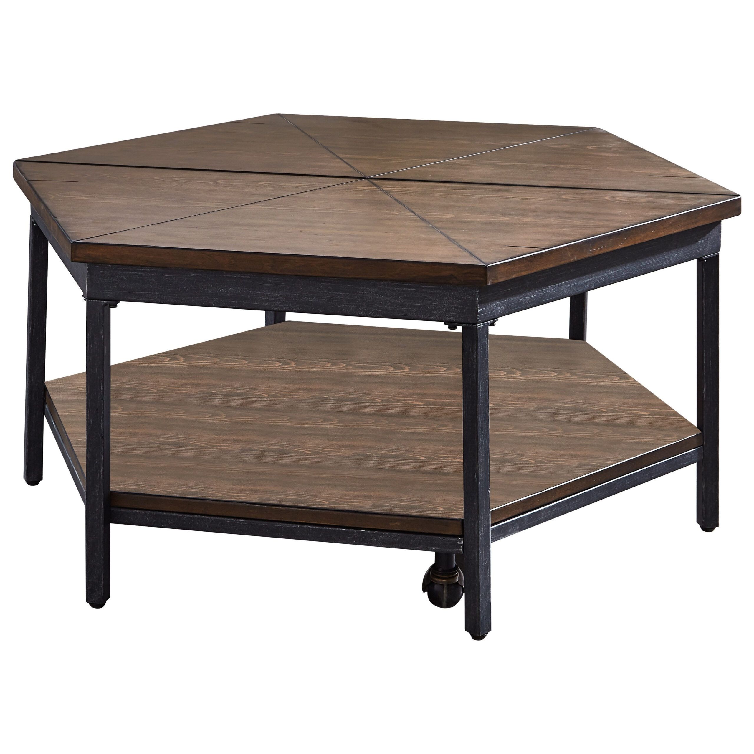 Steve Silver Ultimo 1344989 Industrial Hexagon Lift Top Cocktail Table ... throughout South Beach Hexagonal Cocktail Table