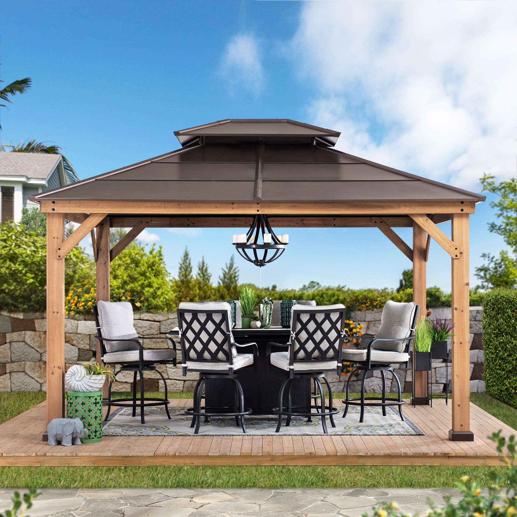 Sunjoy Missouri Collection 10 Ft. X 12 Ft. Cedar Framed Gazebo With ... regarding Understanding the Design and Benefits of a 12Ft x 10Ft Cedar Gazebo
