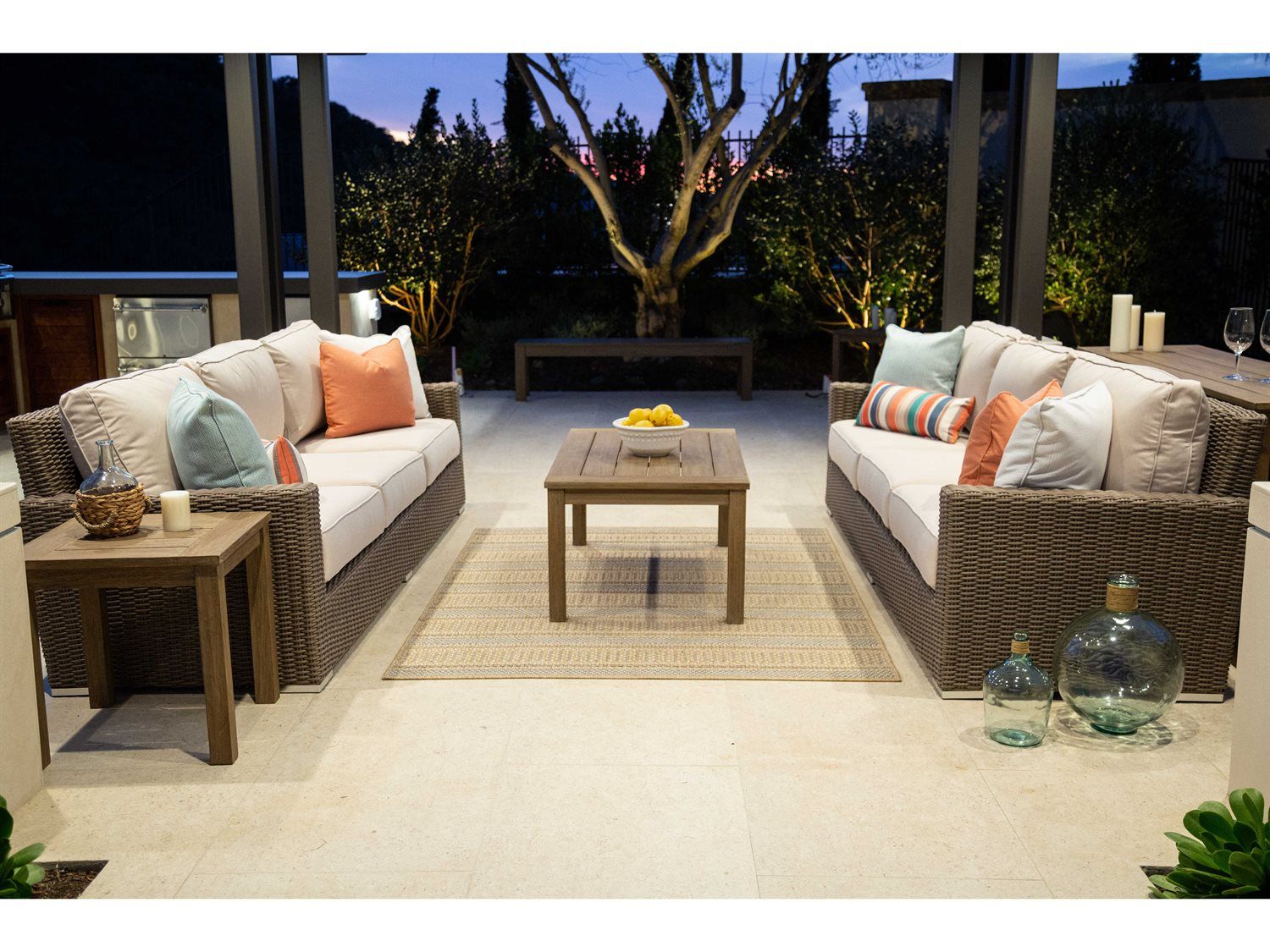 Sunset West Coronado Wicker Driftwood Outdoor Patio Lounge Set In ... within Choosing the Right Coronado Ottoman Fabric A Detailed Guide