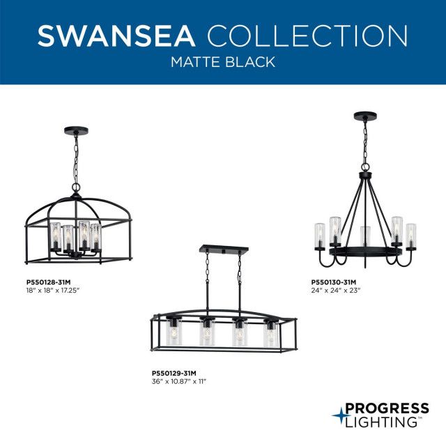 Swansea 4-Light 18" Matte Black Outdoor Chandelier With Clear Glass ... for Beyond Aesthetics The Practical Considerations of Outdoor Chandelier Installation