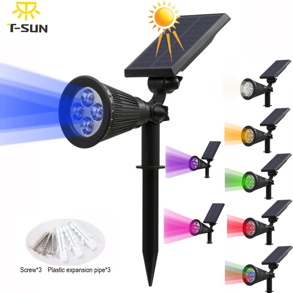 T Sunrise Solar Powered 4/7 Led Lamp Adjustable Solar Spotlight In ... pertaining to Solar Powered 4-Light Deco Clear Led In-Ground Light, Full Color