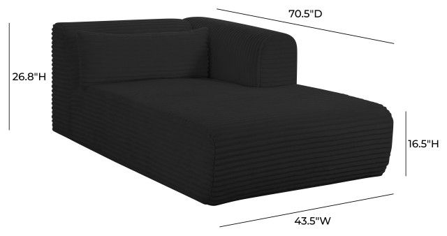Tarra Fluffy Oversized Black Corduroy Modular Raf Chaise - Transitional ... intended for Unveiling the Tarra Fluffy Oversized Black Corduroy Modular RAF Sectional Exploring Its Comfort and Design