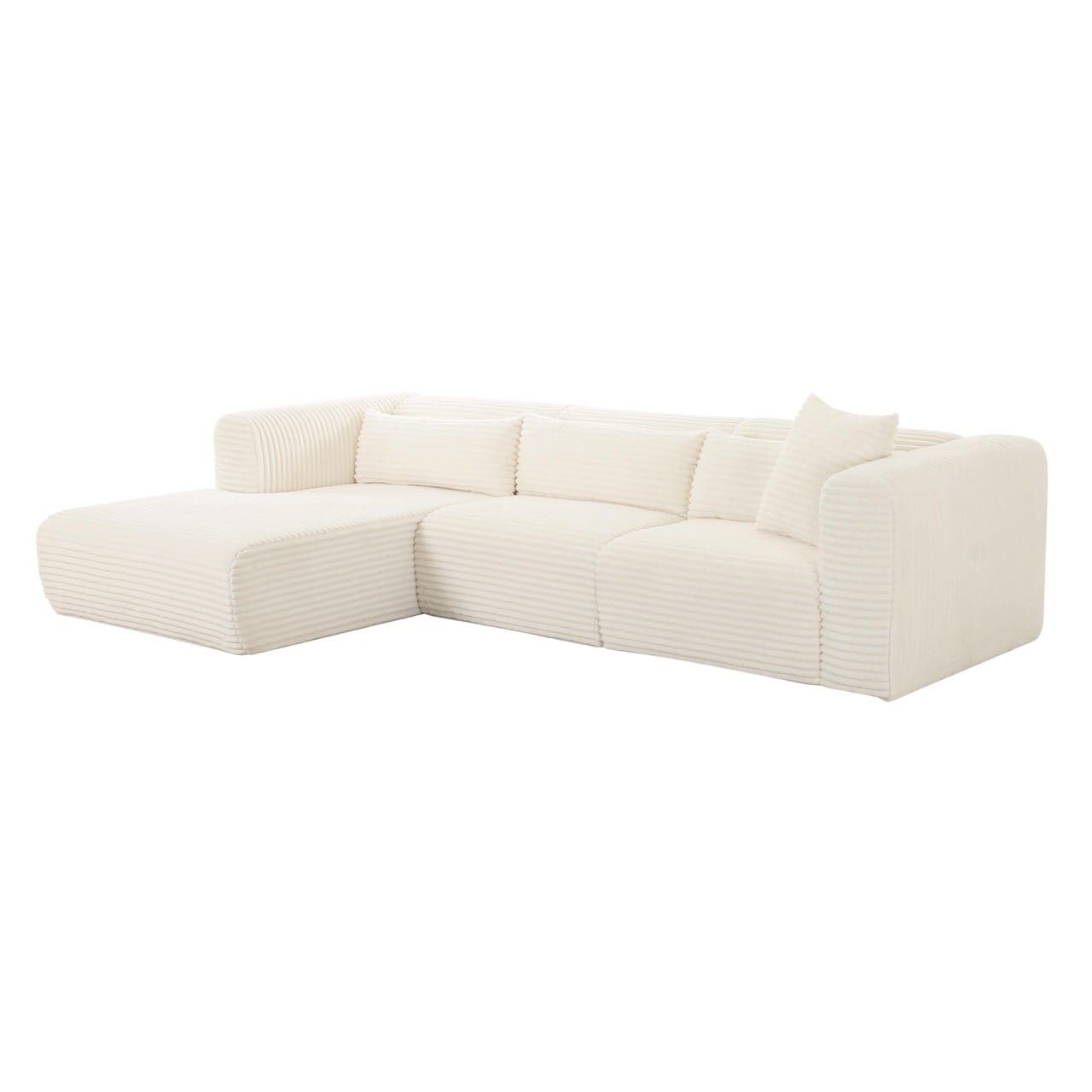 Tarra Fluffy Oversized Cream Corduroy Modular Laf Sectional At Futonland throughout Modular Mastery Understanding the Versatility of Your Corduroy Sectional