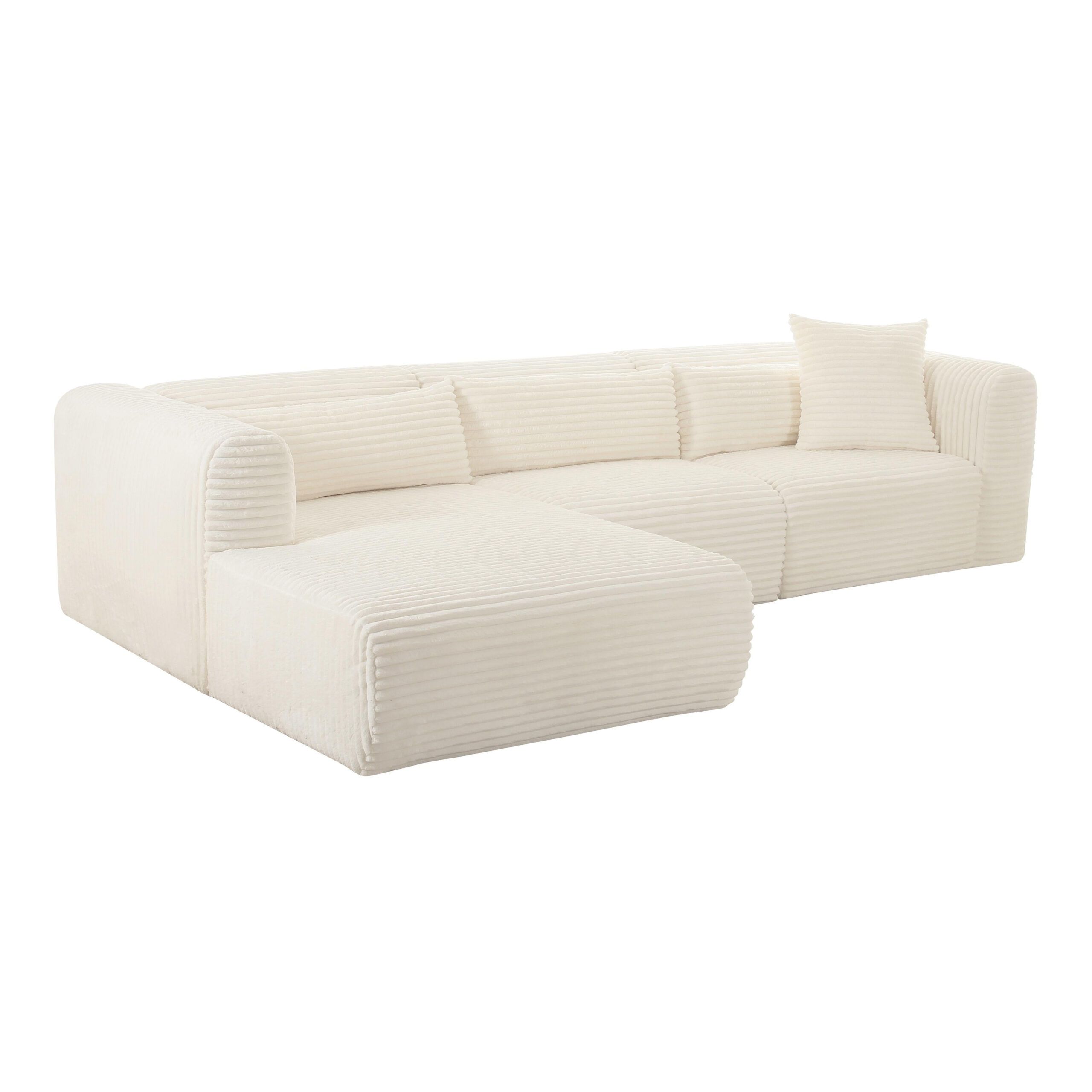 Tarra Fluffy Oversized Cream Corduroy Modular Laf Sectional - Cream ... with Modular Mastery Understanding the Versatility of Your Corduroy Sectional