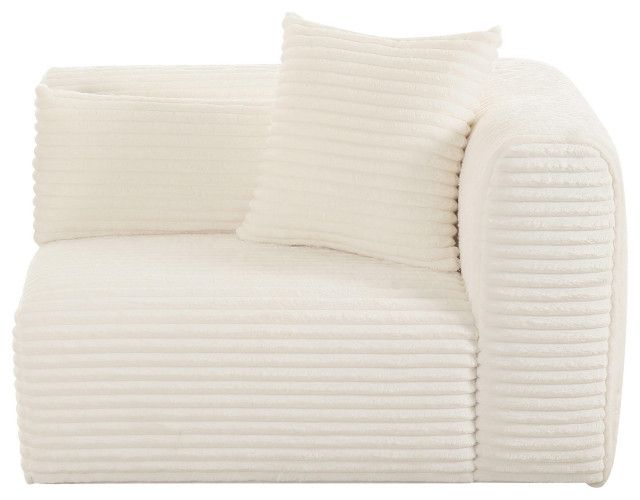 Tarra Fluffy Oversized Cream Corduroy Modular Raf Corner Chair - Cream ... pertaining to Tarra Fluffy Oversized Corduroy Modular Sectional, Cream, Raf