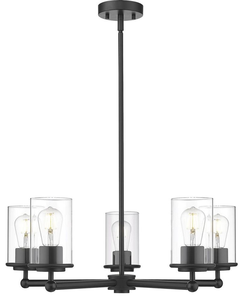 Thayer 5 Light Chandelier, Matte Black - Transitional - Chandeliers ... intended for Creating Ambiance The Role of the Odeon Chandelier in Your Home
