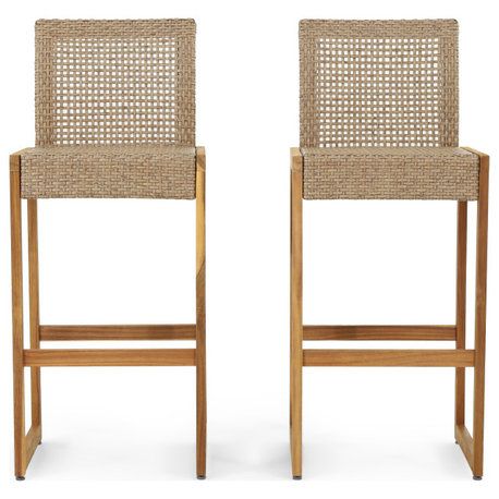 The 15 Best Outdoor Bar Stools | Houzz in Gdf Studio Anguilla Teak Finish Acacia Wood Outdoor Barstools, Set Of 2