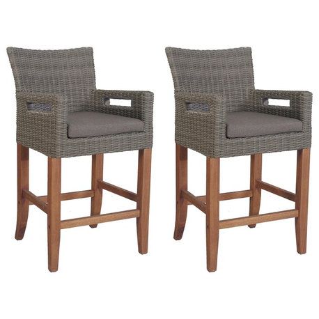 The 15 Best Outdoor Bar Stools | Houzz intended for Resaca Outdoor Wicker Barstools, Set Of 2, Light Multi-Brown And Teak