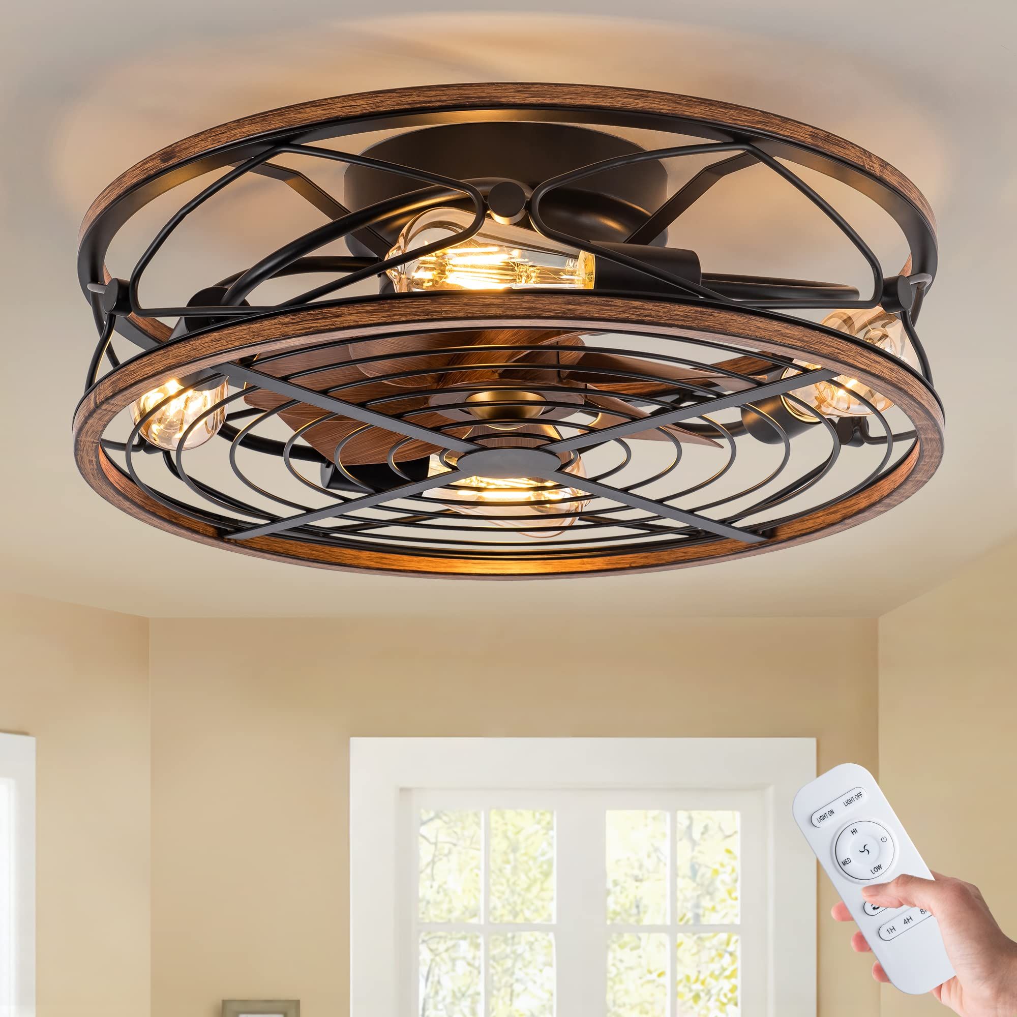Tiferor Caged Ceiling Fan With Light, 20 In Bladeless Ceiling Fan With ... regarding Illuminating Design The Perfect Placement for Your Crystal Caged Fan