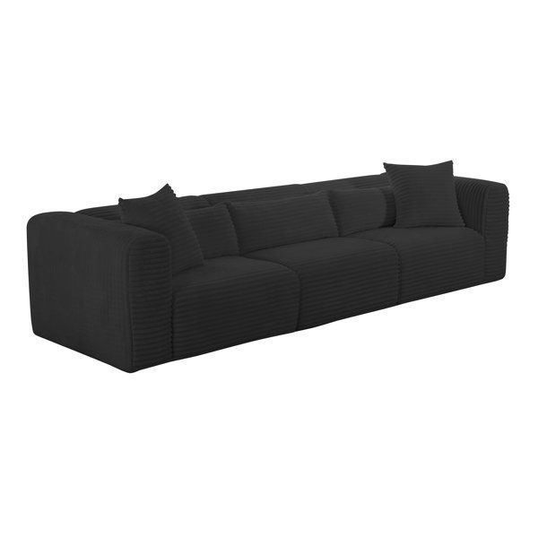 Tov Furniture Tarra Fluffy Oversized Black Corduroy Modular Sofa | Wayfair regarding Tarra Fluffy Oversized Black Corduroy Modular Raf Sectional