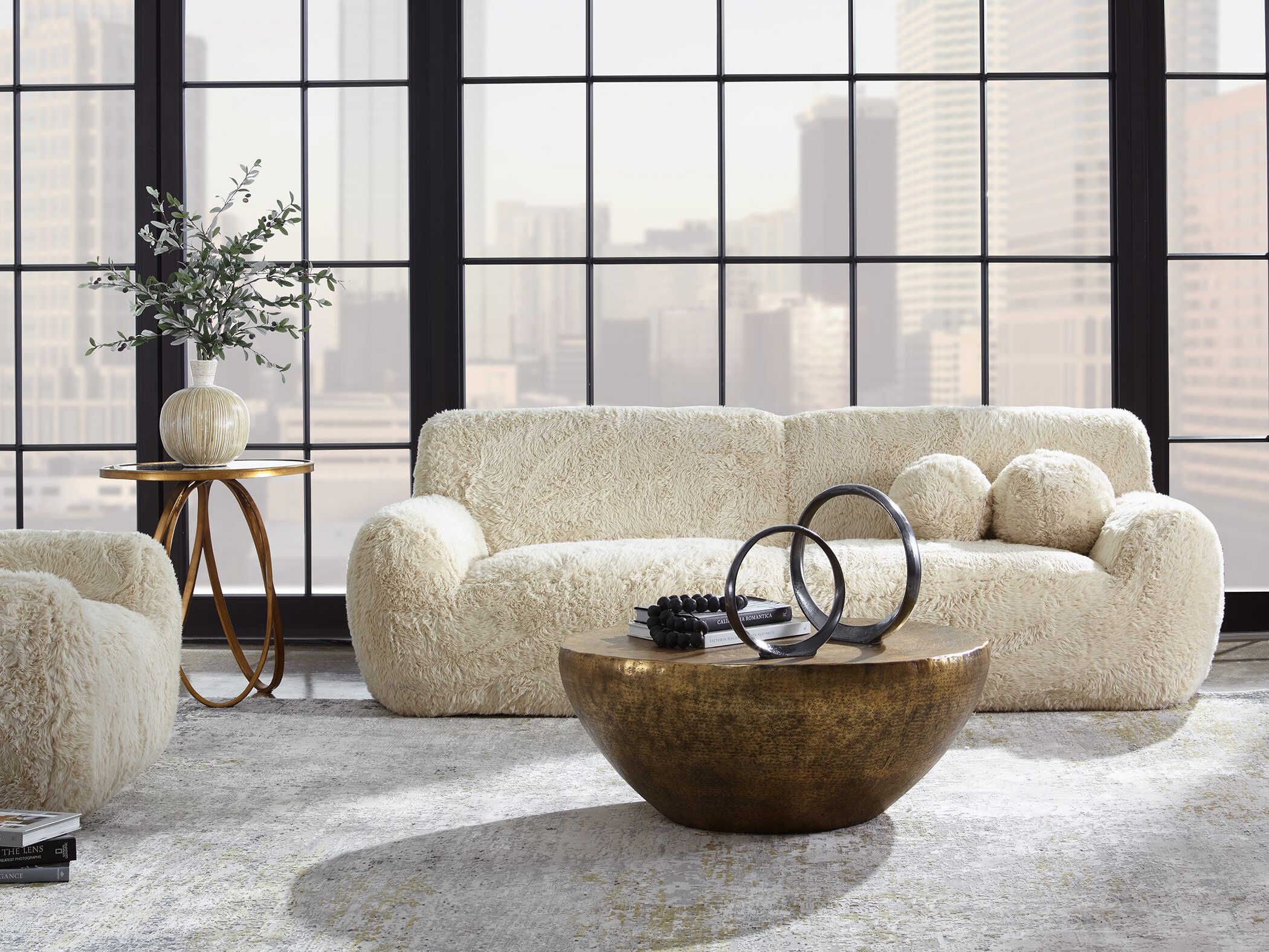 Uttermost Abide Caramel Beige Upholstered Sofa | Ut23779 throughout Color Psychology and the Light Cloud Blue of the Refuge Sofa