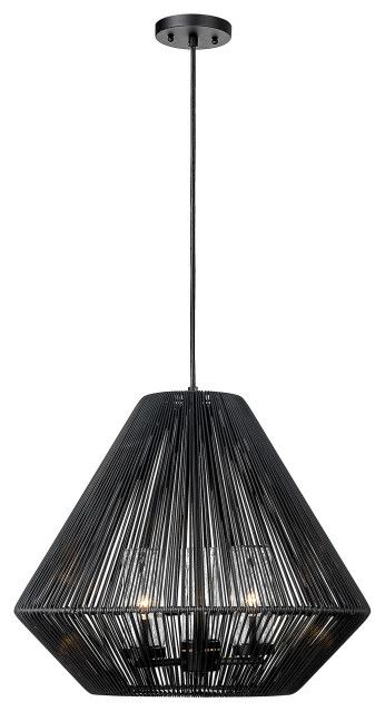 Valentina 3-Light Outdoor Pendant, Natural Black With Matte Black ... with regard to Rue 3-Light Outdoor Pendant, Natural Black With Silken Black Wicker