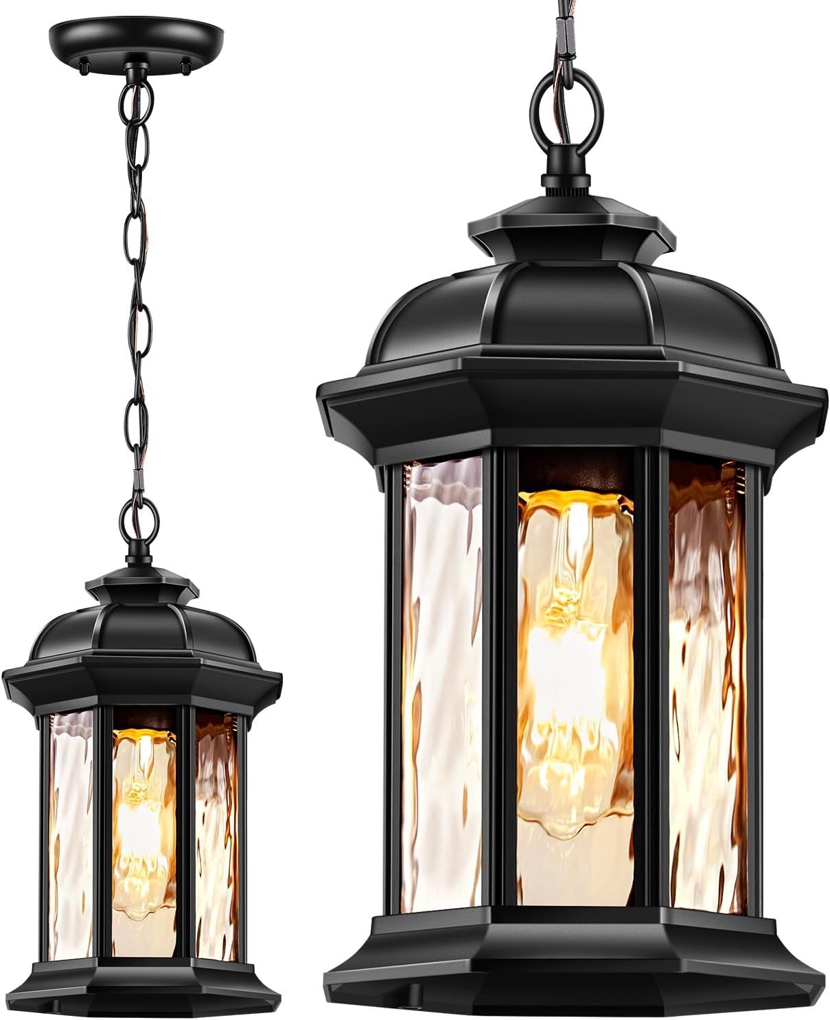 Vianis Outdoor Pendant Lights For Porch Lantern, Black Exterior Hanging ... regarding Weathering the Elements The Pearson 7&amp;quot; Pendant's Durability Explained