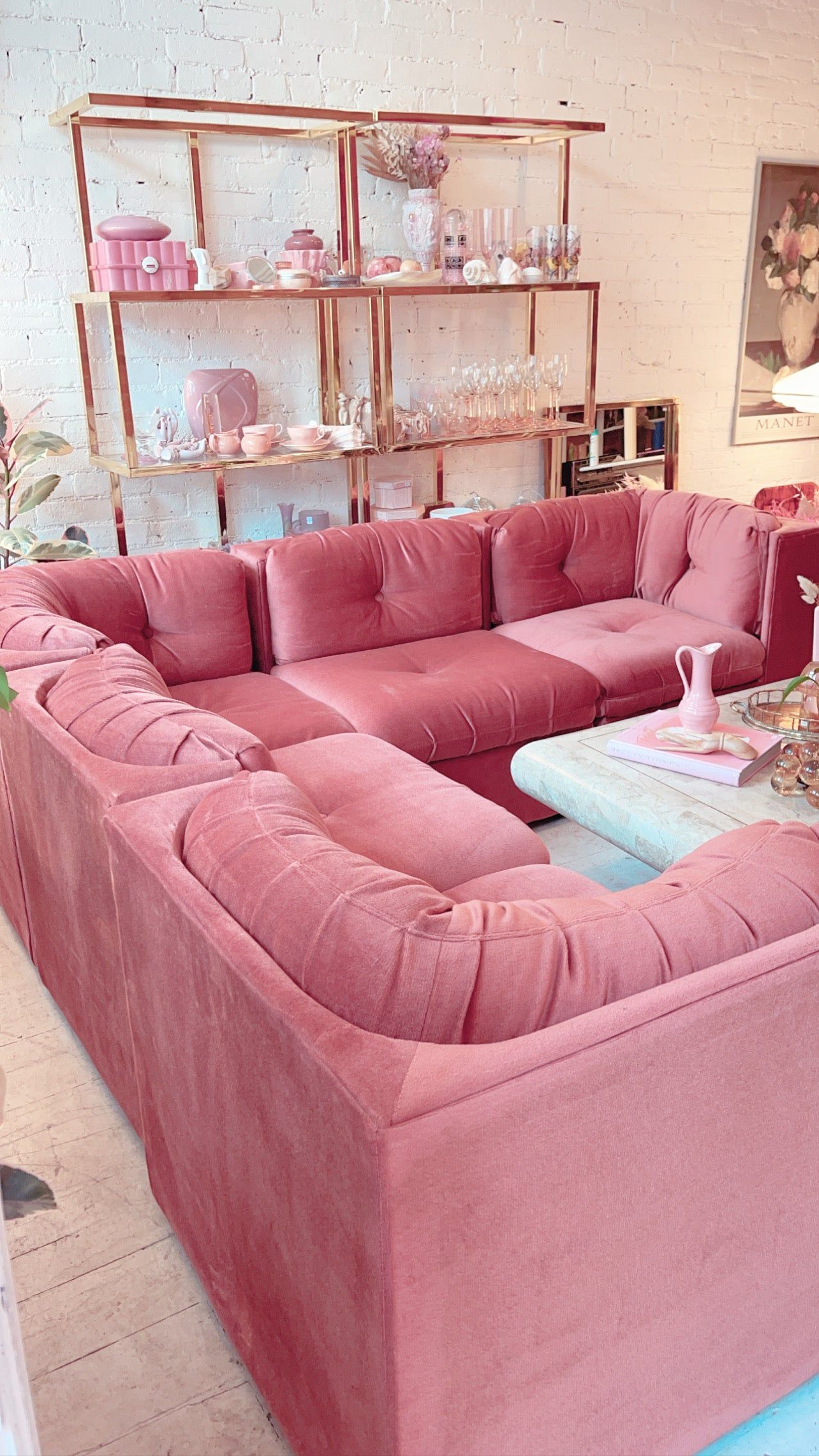 Vintage Modular Pink Velvet Sectional - Artofit inside Furniture Of America Trielle Velvet Modular Sectional With Ottoman In Pink