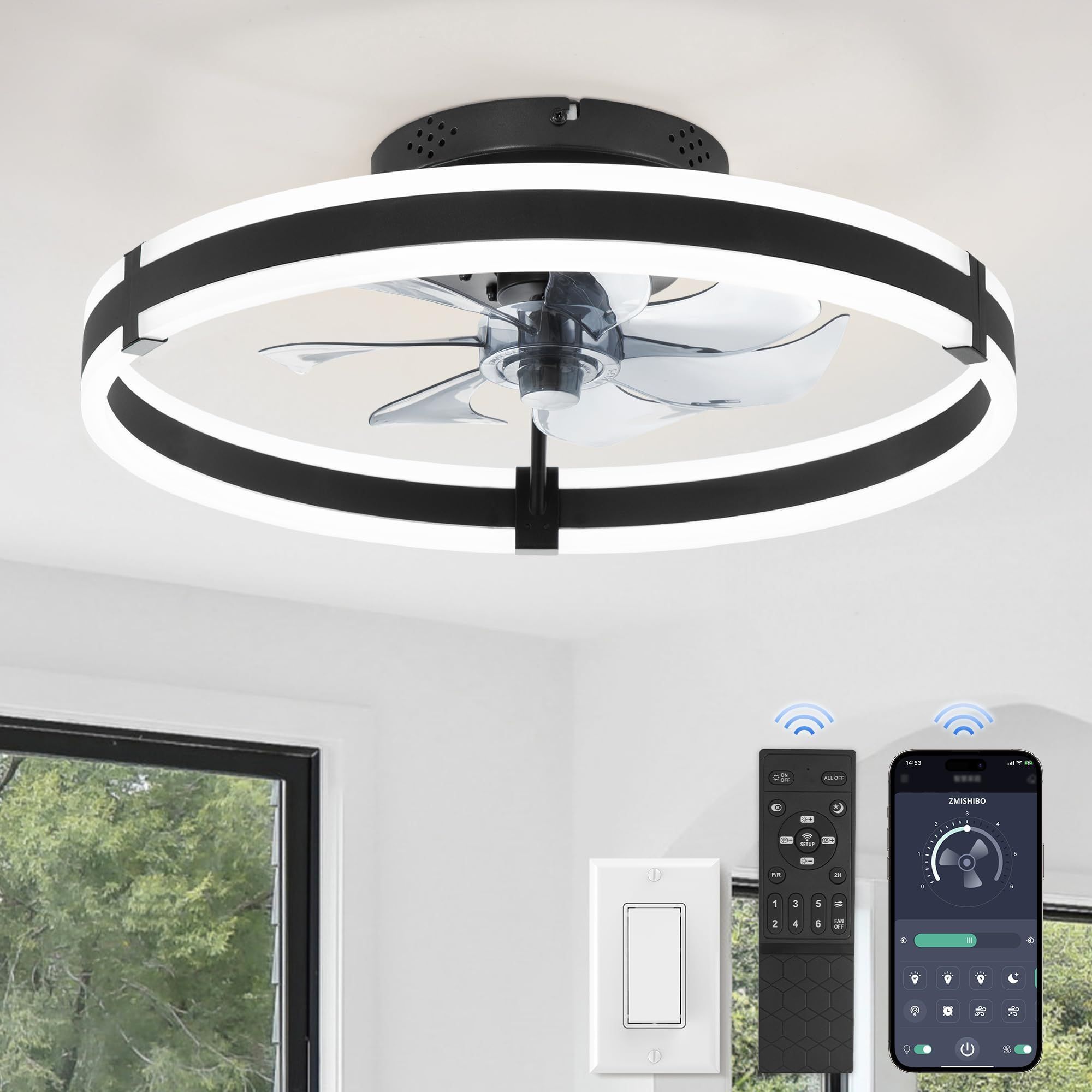 Volisun Low Profile Ceiling Fan With Lights And Remote, 15.7In ... intended for Silent Operation and Seamless Style Understanding the Benefits of Bladeless Ceiling Fans