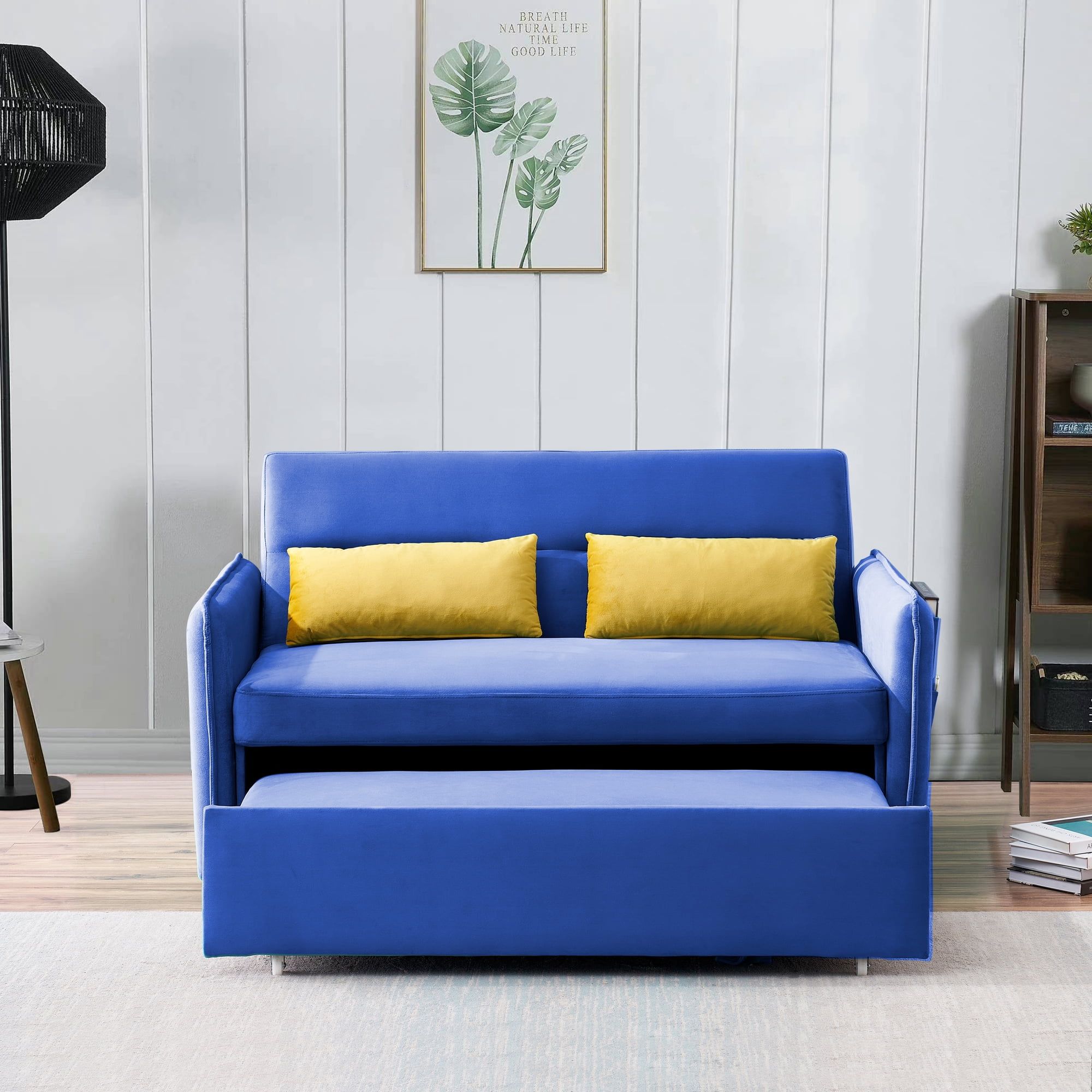 &quot;Walmart Convertible Sofa Bed, Pull Out Loveseat Sleeper, 54&quot;&quot; Tufted ... within Sicilia Sofa, Dark Blue Novabuk (19)