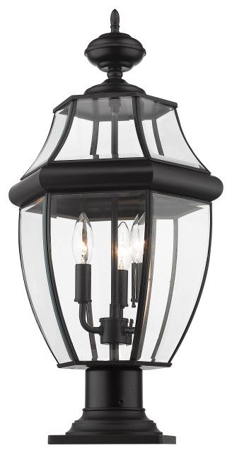 Westover 3-Light Outdoor Pier Mounted Fixture Light In Black ... intended for Westover 3 Light Outdoor Pendant Or Chandeller, Charcoal
