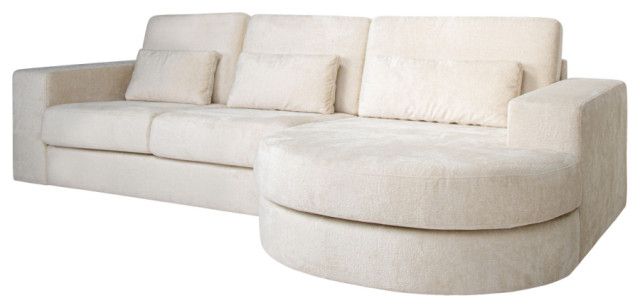 White Chenille Upholstered Sofa | Oroa Felix - Transitional - Sectional ... intended for Off-White Vintage Sofa, Oroa Barrow